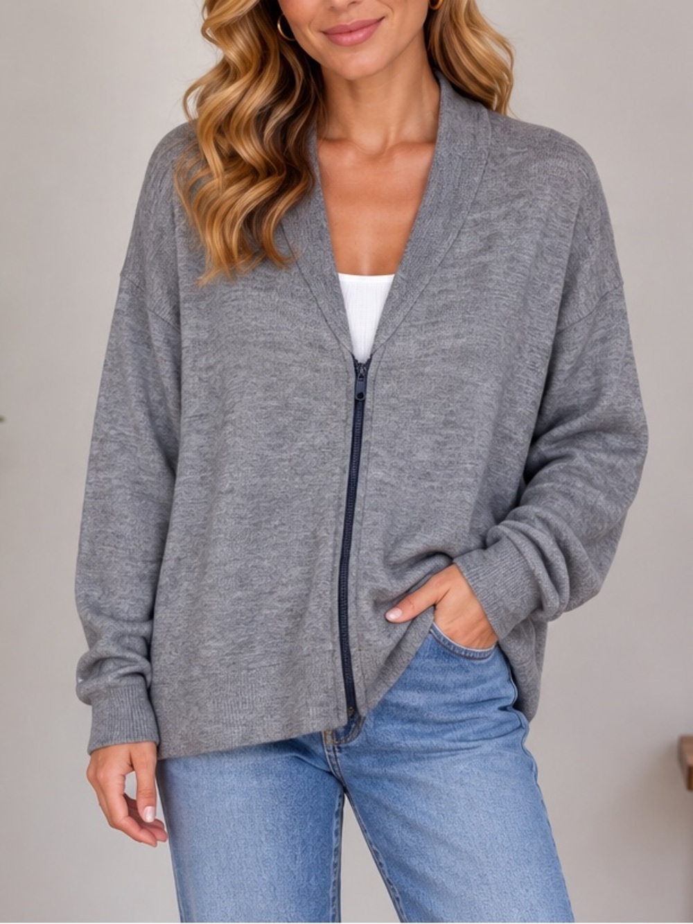 ANA Zip Cardigan Sweater